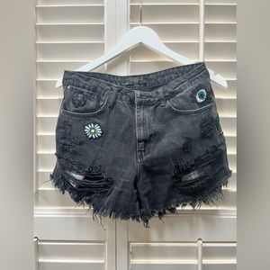 Zara Black Ripped Shorts
